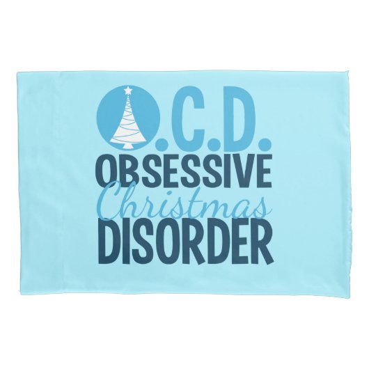 OCDのクリスマス(青い) 枕カバー (正面)