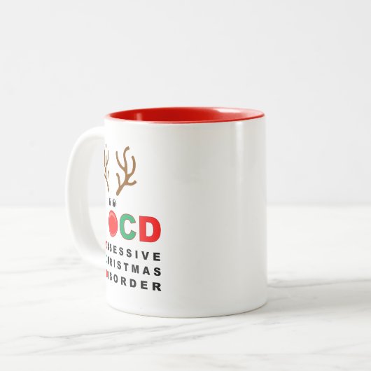 OCDの執拗なクリスマスの無秩序のおもしろいな休日のマグ ツートーンマグカップ (正面左)