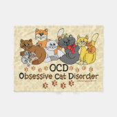 OCD執拗な猫の無秩序 フリースブランケット (正面(横))