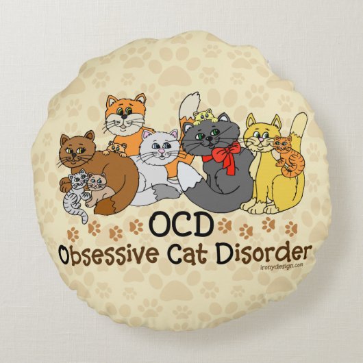 OCD執拗な猫の無秩序 ラウンドクッション (裏面)