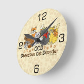 OCD強迫性猫障害 ラウンド壁時計 (傾斜)