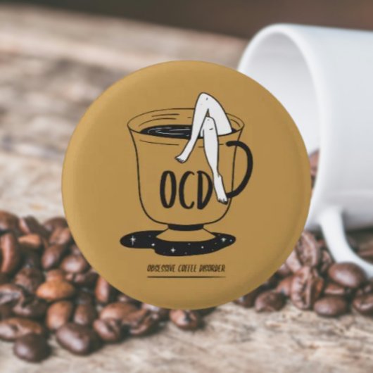 OCD – 強迫性コーヒー障害ピンバックボタン 缶バッジ