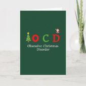 OCD Obsessive Christmas Disorder Funny Holiday Pun カード (正面)