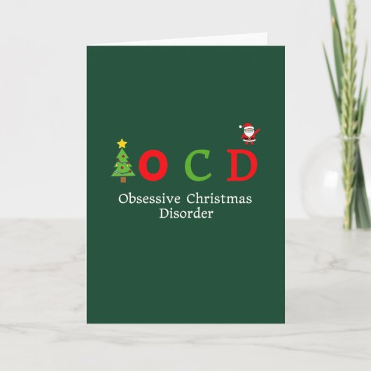 OCD Obsessive Christmas Disorder Funny Holiday Pun カード (正面)