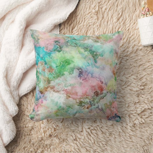 Ocean Abstract Watercolor Grunge Pattern  クッション (ブランケット)