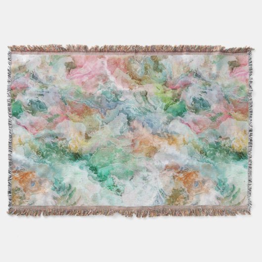 Ocean Abstract Watercolor Grunge Pattern  スローブランケット (正面)