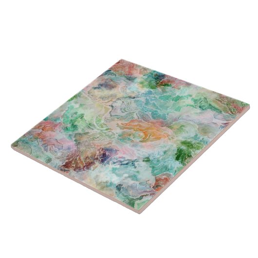 Ocean Abstract Watercolor Grunge Pattern  タイル (側面)