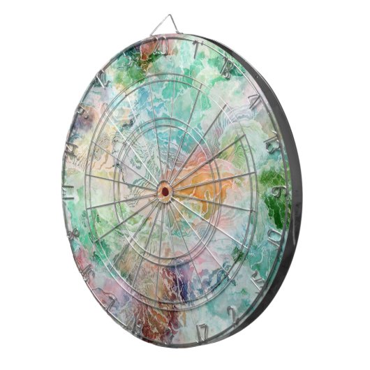 Ocean Abstract Watercolor Grunge Pattern ダーツボード (正面右)