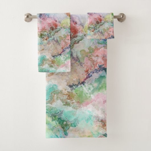 Ocean Abstract Watercolor Grunge Pattern  バスタオルセット (インサイチュ)