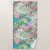 Ocean Abstract Watercolor Grunge Pattern  ビーチタオル (正面)