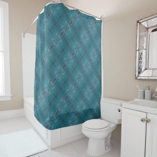 Ocean Acrylic Pour Inspired Shower Curtain シャワーカーテン (インサイチュ)