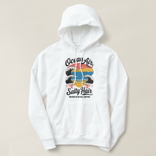 Ocean Air Salty Hair Surf Beach Design パーカ (デザイン正面)