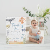 Ocean Animal Birthday Photo Thank You Card (スタンド正面)