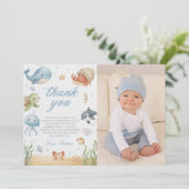 Ocean Animal Birthday Photo Thank You Cards (スタンド正面)