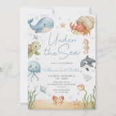 Ocean Animal Under The Sea 2nd Birthday 招待状 (正面)