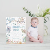 Ocean Animals Baby Shower Photo Thank You Card (スタンド正面)