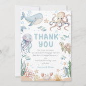 Ocean Animals Baby Shower Thank You Card (正面)