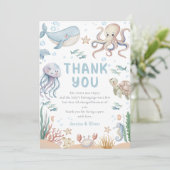 Ocean Animals Baby Shower Thank You Card (スタンド正面)
