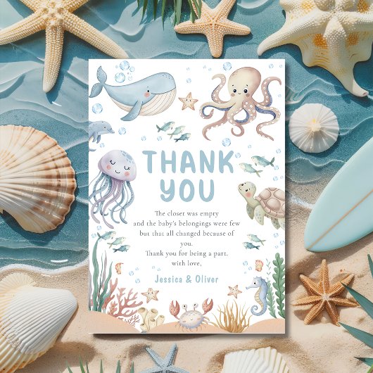 Ocean Animals Baby Shower Thank You Card