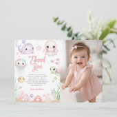 Ocean Animals Birthday Photo Thank You Card (スタンド正面)