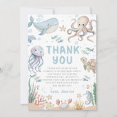Ocean Animals Birthday Thank You Card (正面)