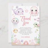 Ocean Animals Birthday Thank You Card (正面)