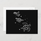 Ocean Animals Cute Swimming Turtles ポストカード (正面/裏面)