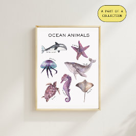 Ocean Animals Educational Poster ポスター