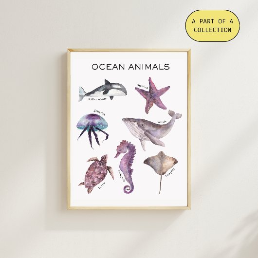 Ocean Animals Educational Poster ポスター