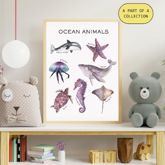 Ocean Animals Educational Poster ポスター