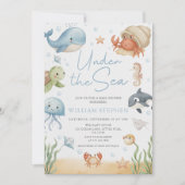 Ocean Animals Under The Sea Baby Shower 招待状 (正面)