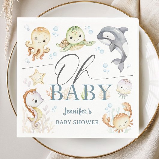 Ocean Baby Shower Gender Neutral Under The Sea スタンダードカクテルナプキン