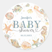 Ocean Baby Shower Gender Neutral Under The Sea  ラウンドシール (正面)