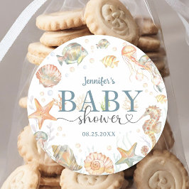 Ocean Baby Shower Gender Neutral Under The Sea  ラウンドシール