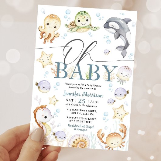 Ocean Baby Shower Gender Neutral Under The Sea 招待状