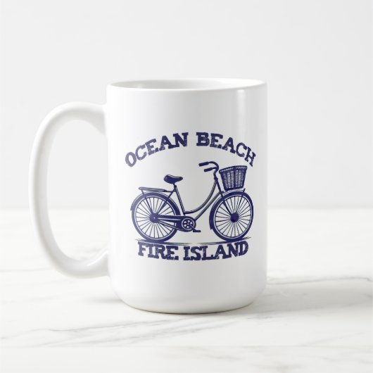 OCEAN BEACH ファイアーアイランド 自転車 サマー ロングアイランド NY コーヒーマグカップ (左)