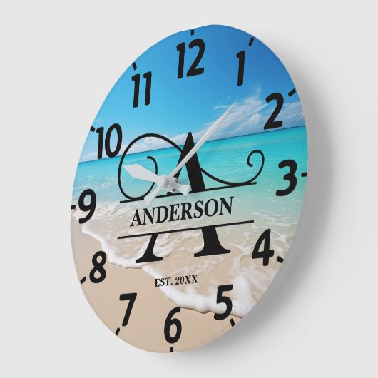 Ocean Beach A Monogram ラージ壁時計 (傾斜)
