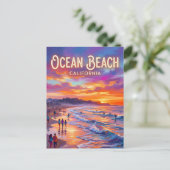 Ocean Beach at Sunset California ポストカード (スタンド正面)