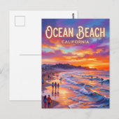 Ocean Beach at Sunset California ポストカード (正面/裏面)