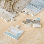 Ocean Beach Birds Blue Sky Cream Sand Castle ジグソーパズル (側面)