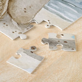 Ocean Beach Birds Blue Sky Cream Sand Castle ジグソーパズル (側面)