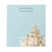 Ocean Beach Birds Blue Sky Cream Sand Castle ノートパッド (正面)