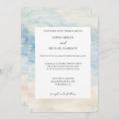 Ocean Beach Blue Cream Sand Wedding 招待状 (正面/裏面)