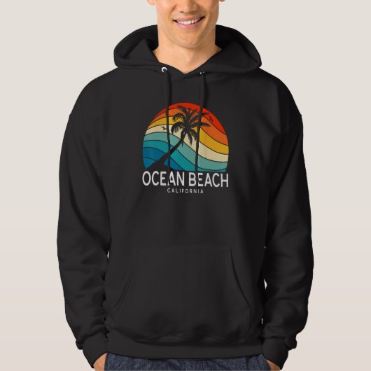 Ocean Beach California Tropical Beach Palm Tree So パーカ (正面)