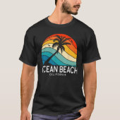 Ocean Beach California Tropical Beach Palm Tree So Tシャツ (正面)