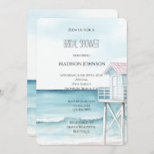 Ocean Beach Coastal Bridal Shower 招待状 (正面/裏面)