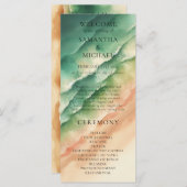 Ocean Beach Earthtone Watercolor Sun Wedding メニュー (正面/裏面)