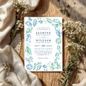 Ocean Beach Nautical Shell Elegant QR Code Wedding 招待状