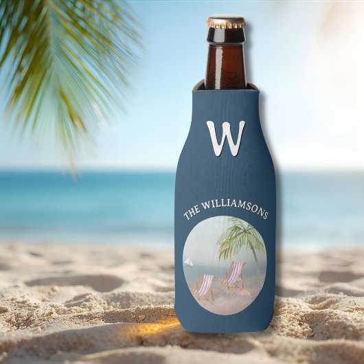 Ocean Beach Palm Flamingo Personalized  ボトルクーラー