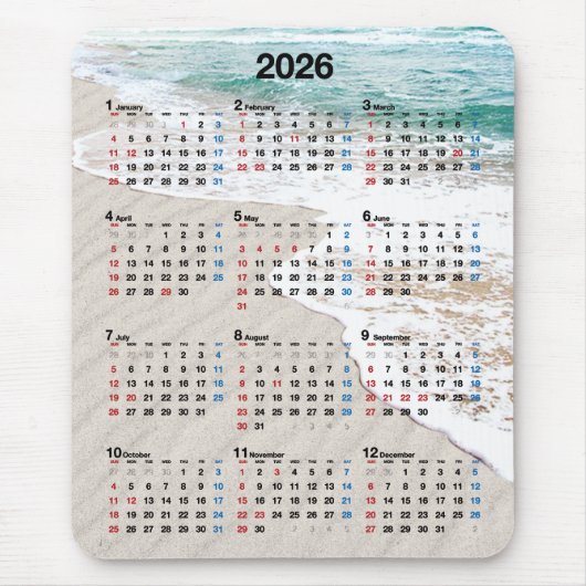 Ocean Beach Sand 2026 Calendar  マウスパッド (正面)